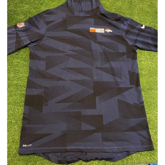 Denver Broncos hoodie mens medium black blue Nike lightweight shirt NFL 26 - Picture 3 of 13